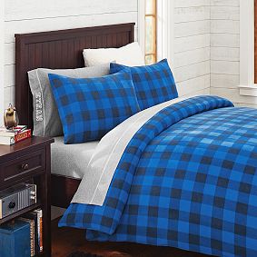 Fleece Duvet Cover,  Buffalo Check Navy
