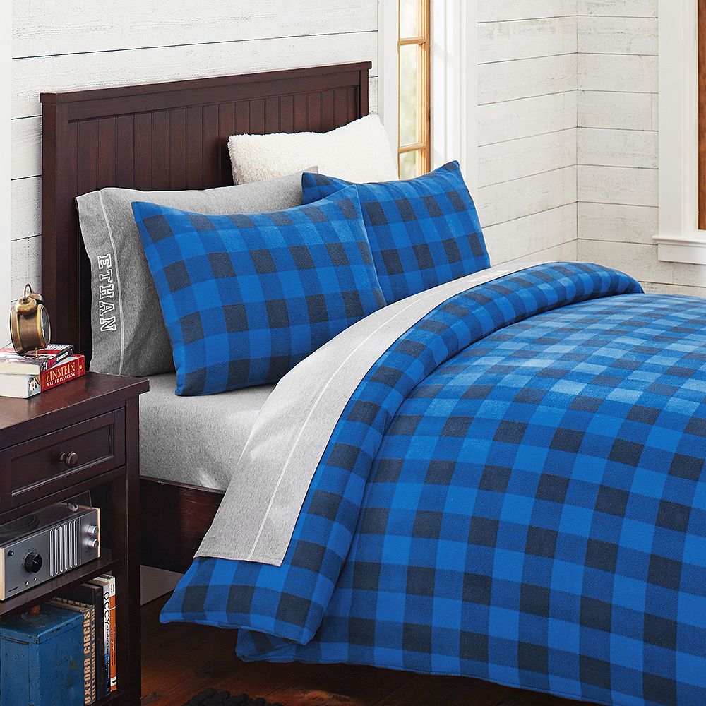 Fleece Duvet Cover,  Buffalo Check Navy