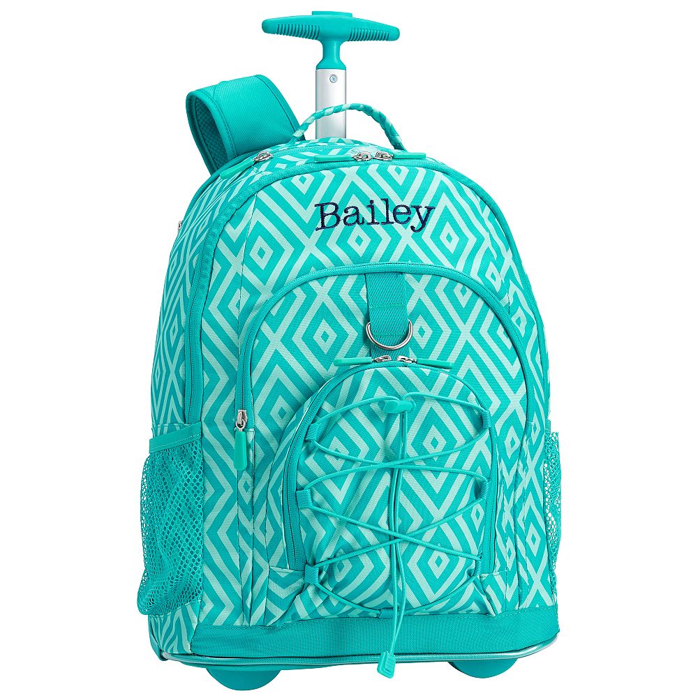 Gear-Up Preppy Diamond Rolling Backpack, Pool