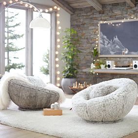 Tipped Faux-Fur Groovy Swivel Chair