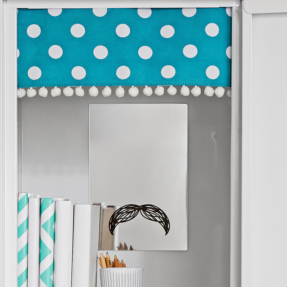 Teal Dottie Pom Pom Locker Curtains