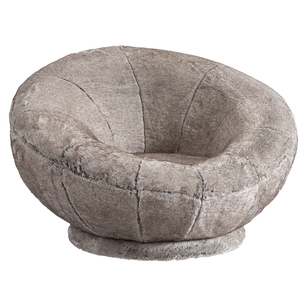 Tipped Faux-Fur Groovy Swivel Chair