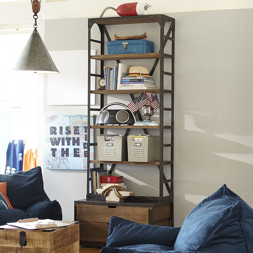 Wood Metal Bookcase
