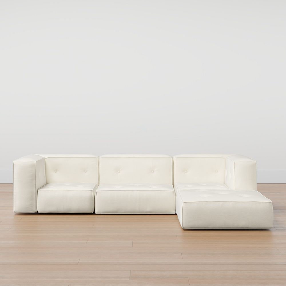 Piped Cushy Sofa and Ottoman Set (96&quot;)
