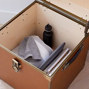 Faux Leather Cube Dorm Trunk