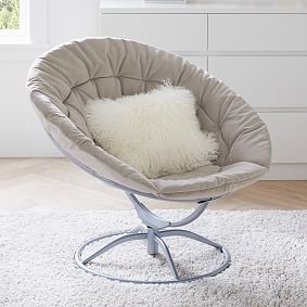 Everyday Velvet Light Gray Swivel Hang-A-Round Chair