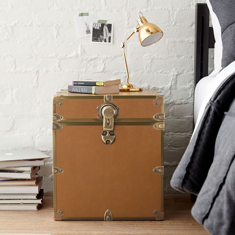 Faux Leather Cube Dorm Trunk