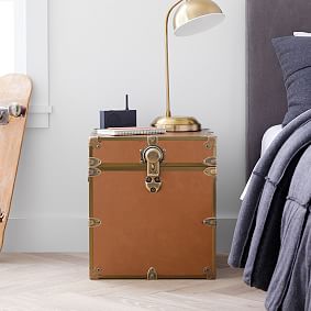 Faux Leather Cube Dorm Trunk