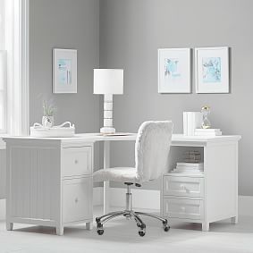Beadboard Smart Double Cubby Corner Desk