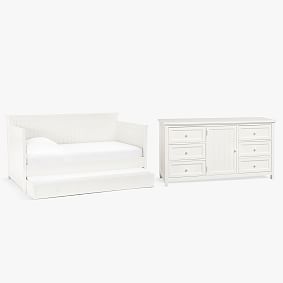 Beadboard Daybed with Trundle &amp; 6-Drawer Dresser Set