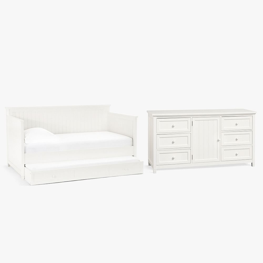 Beadboard Daybed with Trundle &amp; 6-Drawer Dresser Set