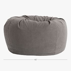 Enzyme Washed Canvas Light Gray Bean Bag Chair Slipcover