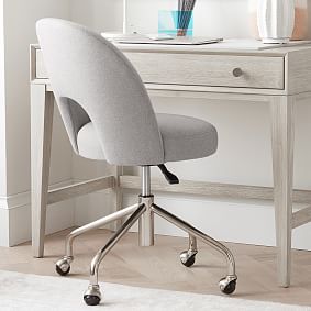 Simple Basketweave Silver Andie Swivel Desk Chair