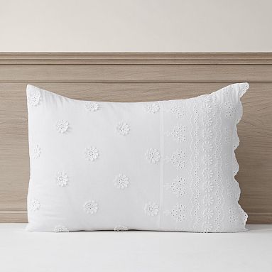 Helena Eyelet Standard Sham, White