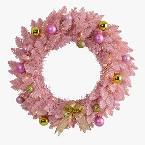 Pink Faux Christmas Wreath - 24&quot;