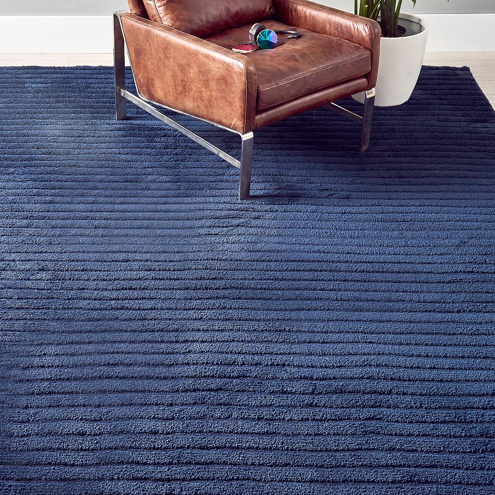 Plush Performance Ribbed Rug - Navy