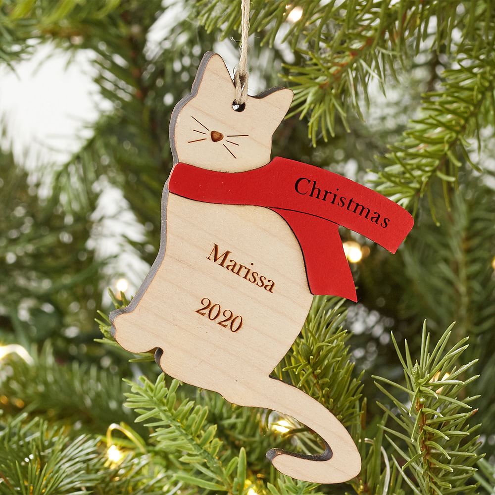 Cat Carved Wood Ornament