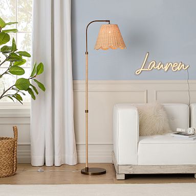 Emery Scallop Rattan Floor Lamp (60")