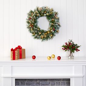 Frosted Swiss Pine Faux Wreath - 24&quot;