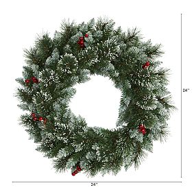 Frosted Swiss Pine Faux Wreath - 24&quot;