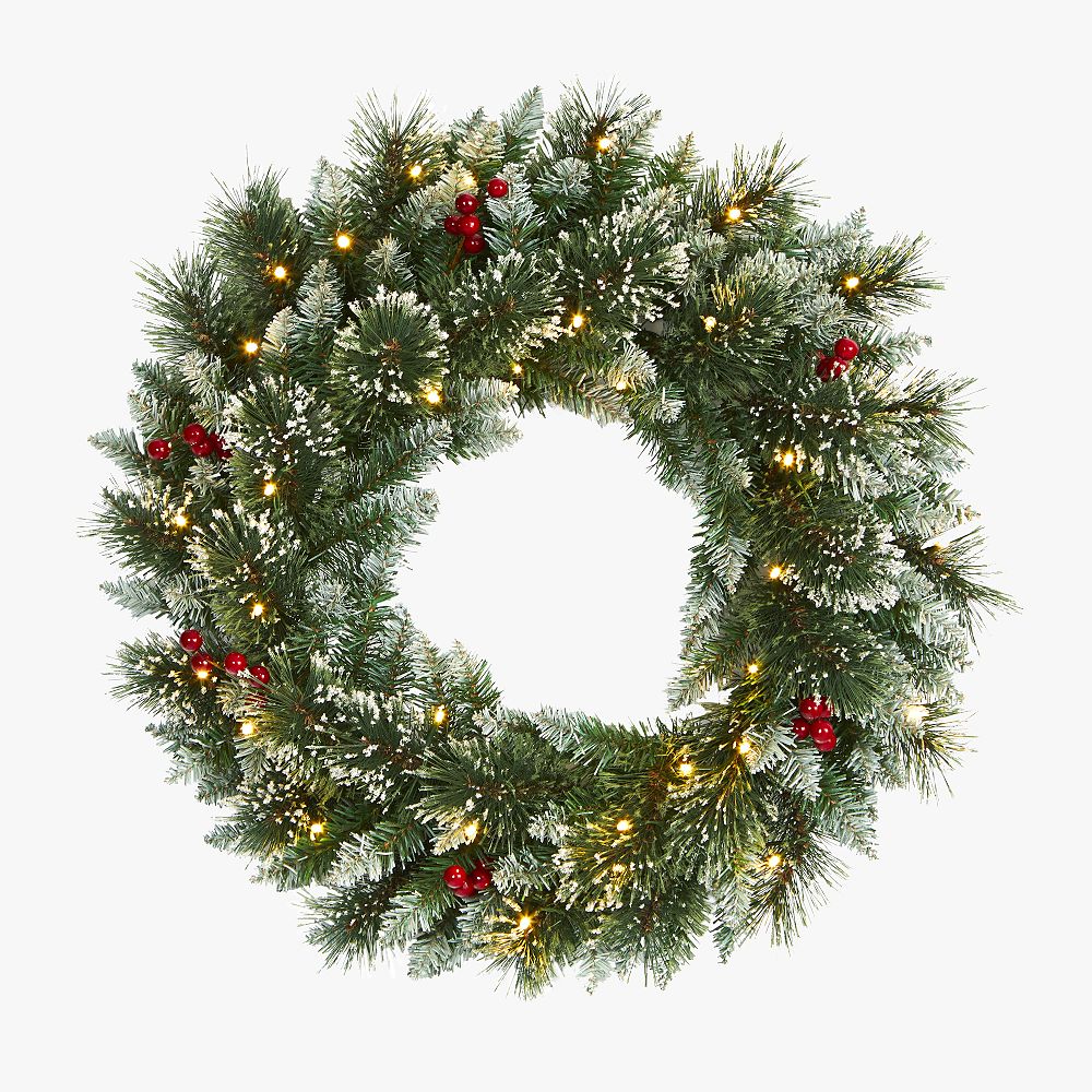 Frosted Swiss Pine Faux Wreath - 24&quot;