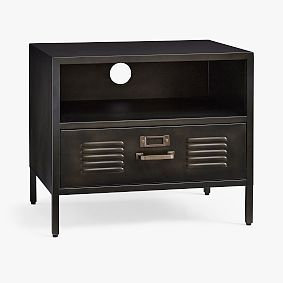 Locker Nightstand, Industrial Black Metal