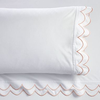 Sweet Scallop Sheet Set, Queen, Dusty Peach