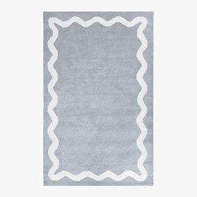 Wiggle Border Rug, 8'x10', Chambray Blue
