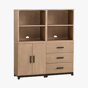 Kearny Tall Double Set (2 2-Cubby Bookcases, 1 3-Drawer Cabinet, 1 2-Door Cabinet & 2 Bases)