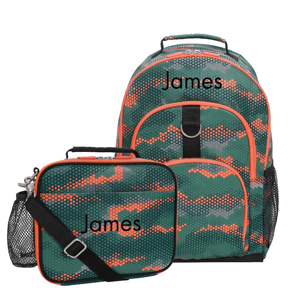Gear-Up Hexagon Camo Reflective Backpack &amp; Cold Pack Lunch Bundle