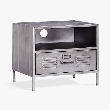 Locker Nightstand, Galvinized Grey Metal
