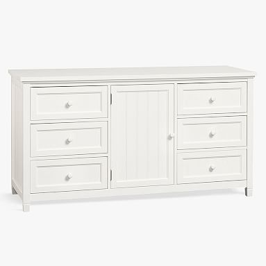 Beadboard 6-Drawer Wide Dresser, Simply White