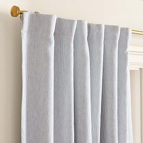 Belgian Linen Ruffle Pinstripe Blackout Curtain