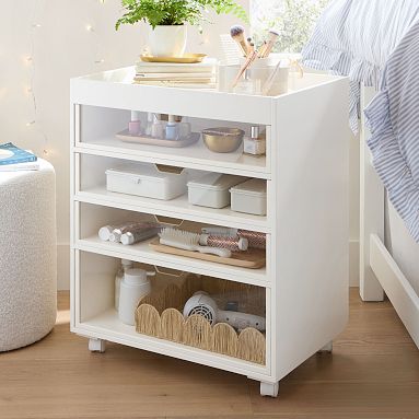 Wood &amp; Acrylic Rolling Beauty Cart