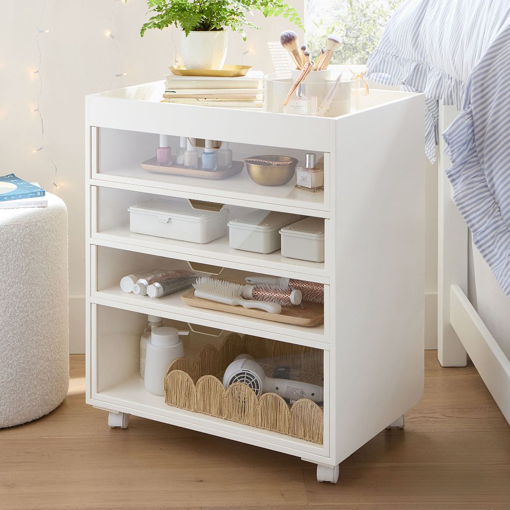 Wood &amp; Acrylic Rolling Beauty Cart