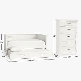 Hampton Daybed with Trundle &amp; 5-Drawer Tall Dresser Set