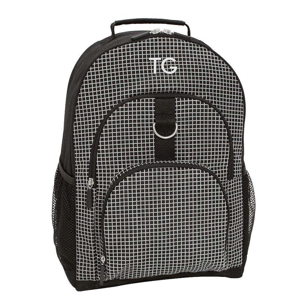 Gear-Up Reflective Grid Black Backpack, Large