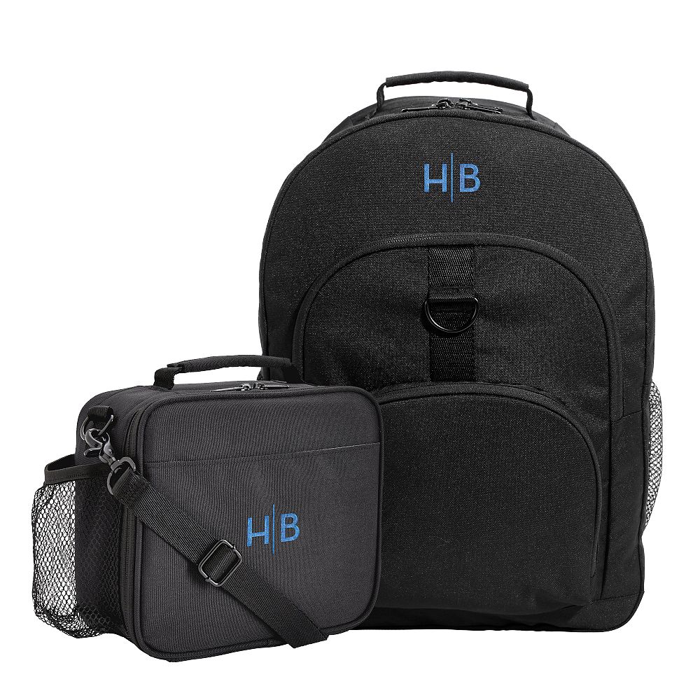 Black Solid Backpack and Cold Pack Lunch Bundle