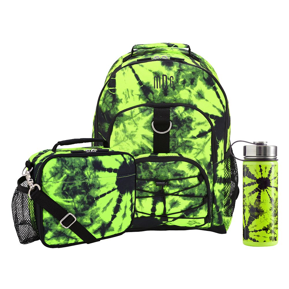 Santa Cruz Tie Dye Yellow and Black Backpack and Cold Pack Lunch Box Bundle, Set of 3