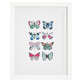 Framed Gallery Art By Evelyn Henson, Butterflies