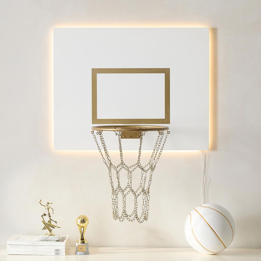 Backlit LED Gold Basketball Hoop (30&quot;x24&quot;)