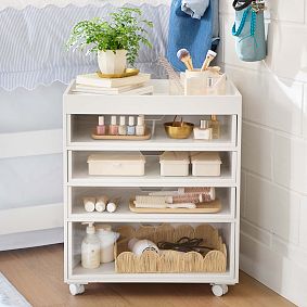 Wood &amp; Acrylic Rolling Beauty Cart