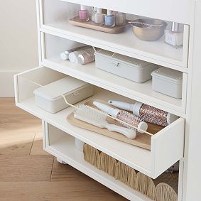 Wood &amp; Acrylic Rolling Beauty Cart