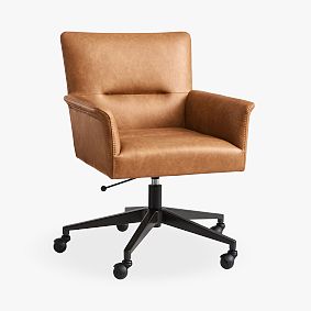 Open Box: Colby Swivel Desk Chair - Faux Leather Caramel, Bronze Base