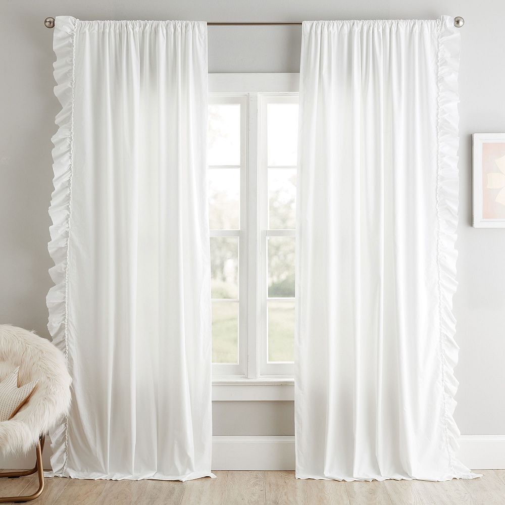 Washed Cotton Ruffle Organic Curtain Set