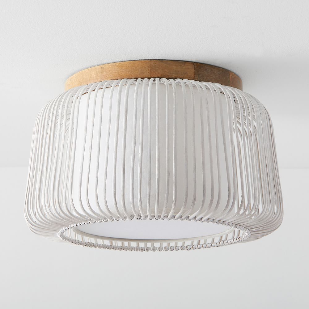 White Rattan Flush Mount (16&quot;)