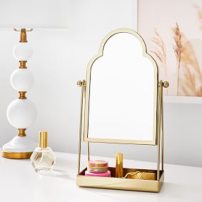 Open Box:   Gold Arched Vanity Mirror