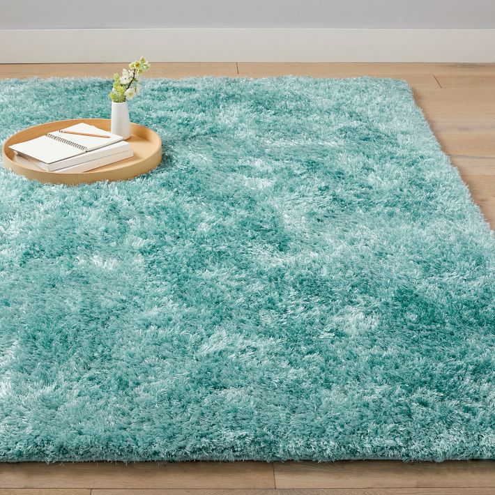 Shimmer Shag Performance Rug - Pale Seafoam