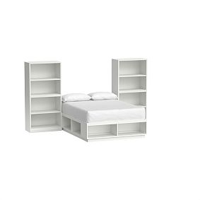 Stack Me Up Platform Storage Bed &amp; Cubby Bookcase Tower Set