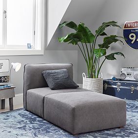 Bryce Chaise Lounge, Enzyme Washed Canvas Light Gray
